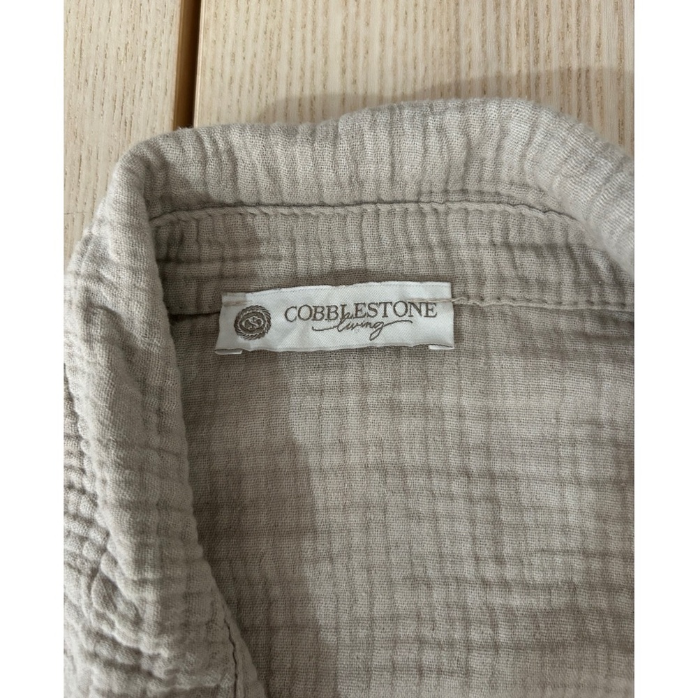 Cobblestone Living Women’s Tunic Top Relaxed Gauze Button Down Beige Size XL - Picture 3 of 4